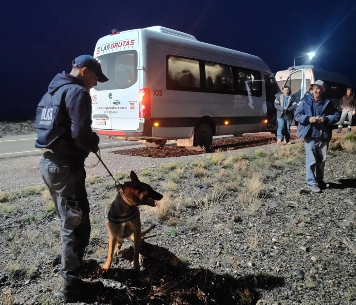 Operativo antidrogas con can detector en la Ruta Nacional 3