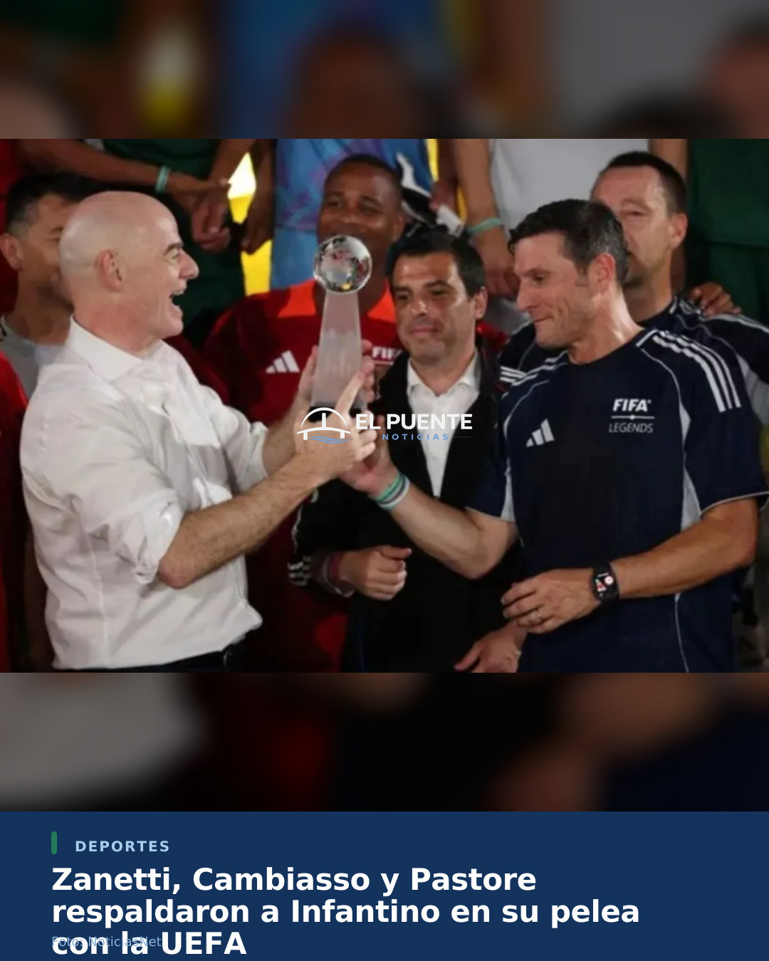 Zanetti, Cambiasso y Pastore respaldaron a Infantino en su pelea con la UEFA